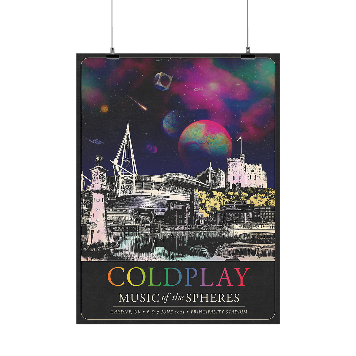 Cardiff 2023 Music Of The Spheres Tour Poster - Hand Numbered Limited Edition Art Print