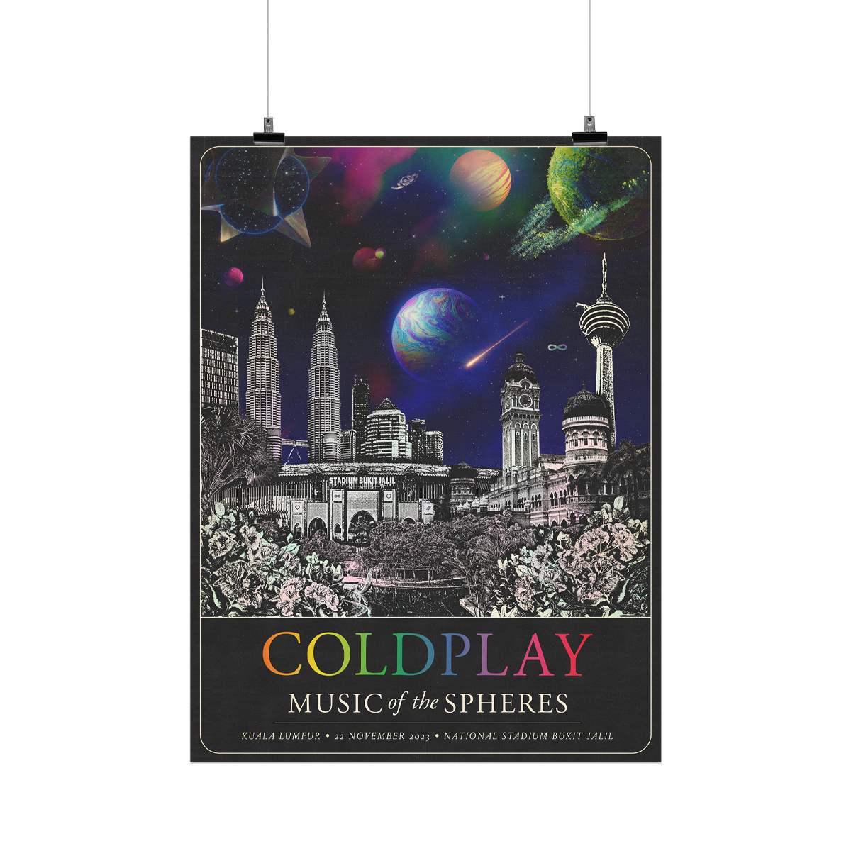 2023 Kuala Lumpur Music Of The Spheres Tour Poster - Hand Numbered Limited Edition Art Print
