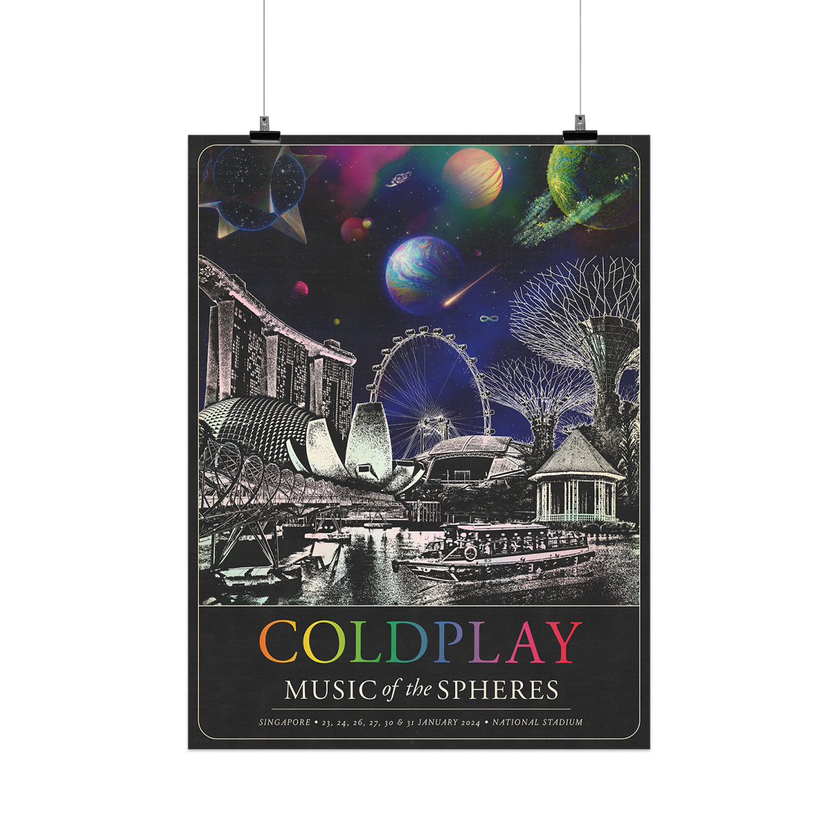 Singapore January 2024 Music Of The Spheres Tour Poster - Hand Numbered Limited Edition Art Print